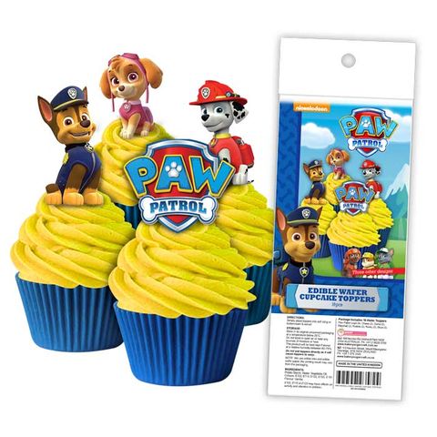 PAW PATROL | EDIBLE WAFER CUPCAKE TOPPERS | 16 PIECE PACK