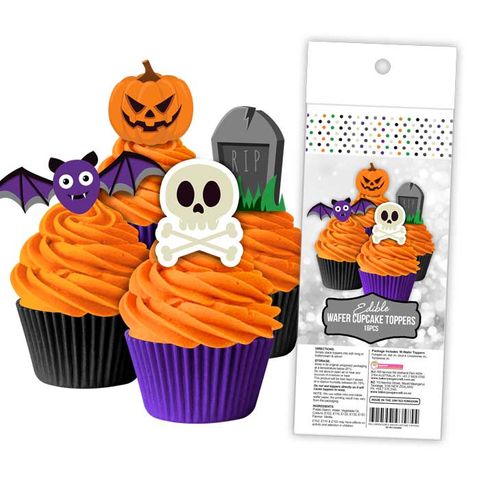 HALLOWEEN | EDIBLE WAFER CUPCAKE TOPPERS | 16 PIECE PACK