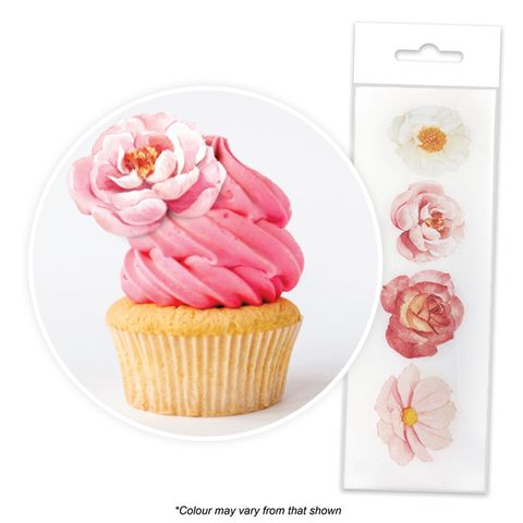 CAKE CRAFT | ASSORTED FLOWERS | WAFER TOPPERS | PACKET OF 16