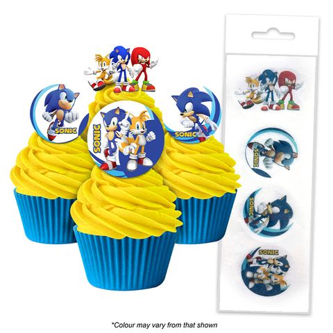 SONIC THE HEDGEHOG | EDIBLE WAFER CUPCAKE TOPPERS | 16 PIECE PACK