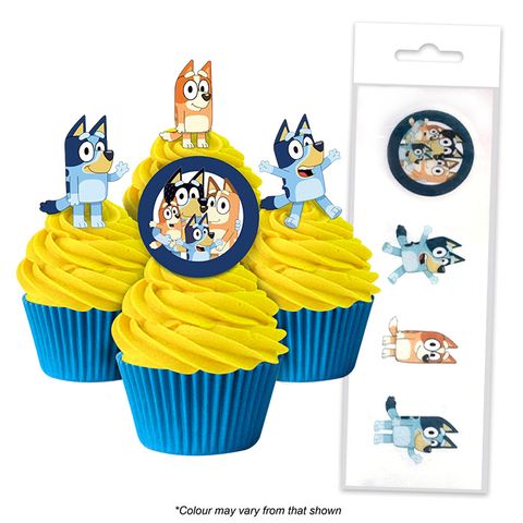 BLUEY | EDIBLE WAFER CUPCAKE TOPPERS | 16 PIECE PACK