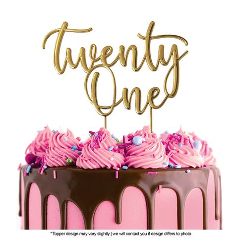 CAKE CRAFT | METAL TOPPER | TWENTY ONE | GOLD | 10CM