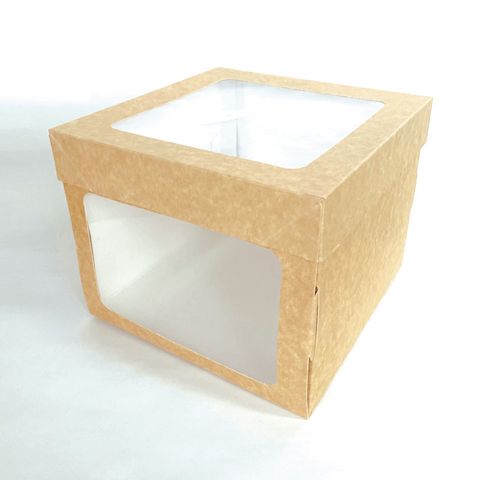 8X8X6.5 INCH CAKE BOX | KRAFT DISPLAY | LID & SIDE WINDOW