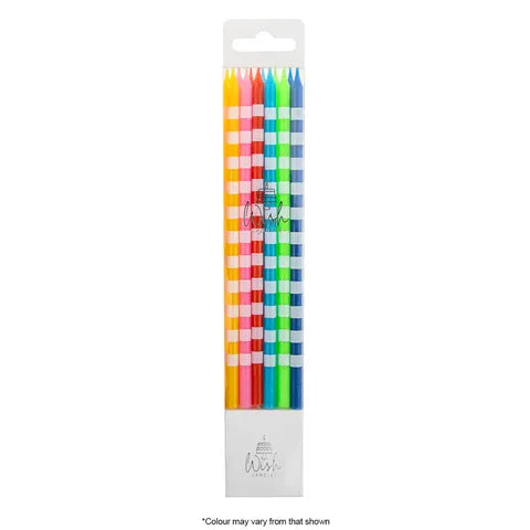 WISH | TALL BRIGHT CANDLE WITH STRIPES | 12 CANDLES