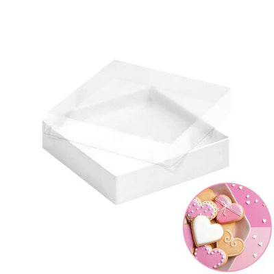 CLEAR LID COOKIE BOX | 15.5CM X 15.5CM X 3.5CM