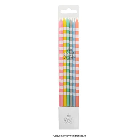 WISH | TALL PASTEL CANDLE WITH STRIPES | 12 CANDLES
