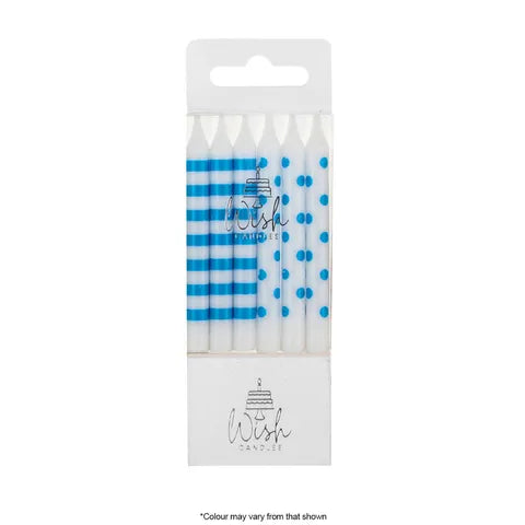 WISH | DOTS & STRIPES CANDLES | BLUE | 12 CANDLES