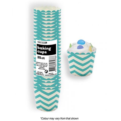 BAKING CUPS | CHEVRON | CARIBBEAN TEAL | 25 PACK