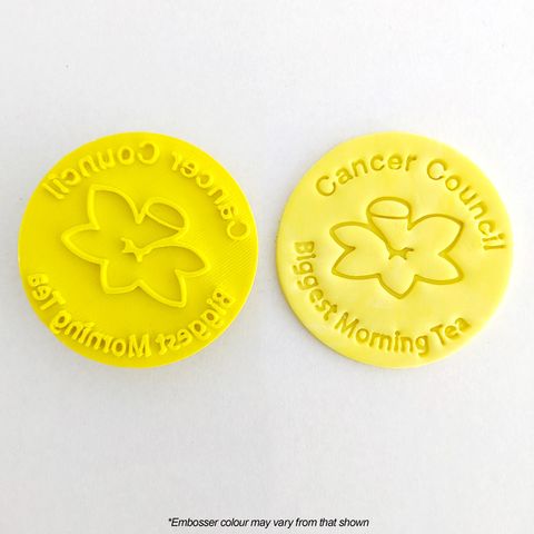 CANCER COUNCIL BIGGEST MORNING TEA WITH FLOWER | EMBOSSER