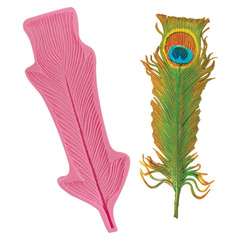 LARGE PEACOCK FEATHER SILICONE MOULD - 27CM x 9CM