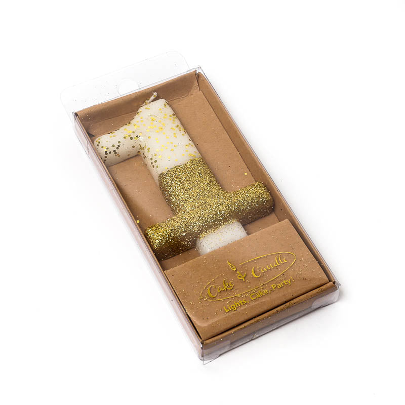 8CM GOLD GLITTER DIPPED CANDLE - NUMBER 1 (ONLINE ONLY)