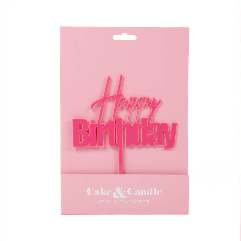 FUN HAPPY BIRTHDAY CAKE TOPPER - PINK