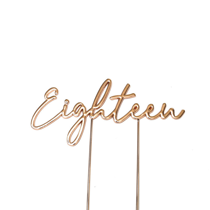 ROSE GOLD PLATED CAKE TOPPER - EIGHTEEN